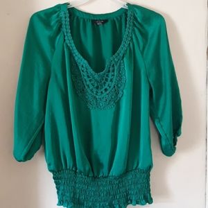 Emerald Green Boho style blouse